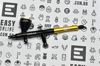 AEROGRAFO PROFISSIONAL URBAN - DUPLA ACAO BICO 0.3MM / 9ML - EDICAO ESPECIAL - PRETO E DOURADO