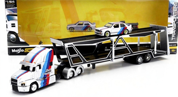 CAMINHÃO CEGONHA  -MACK ANTHEM E BMW 3 SERIES 3 (1998) - MAISTO - 1/64