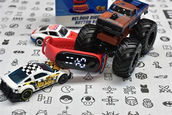 HOT WHEELS -  RELOGIO INFANTIL DIGITAL - BOTTON RACER