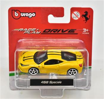 1/64 BBURAGO - RACE & PLAY - FERRARI 458 SPECIALE - AMARELA