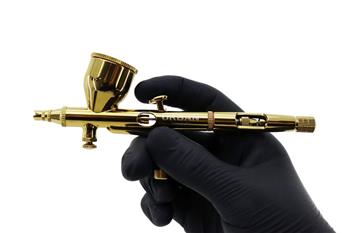 AEROGRAFO PROFISSIONAL URBAN - AGULHA 0.2 - DOURADO - COM REGULADOR DE AGULHA E FLUXO DE AR