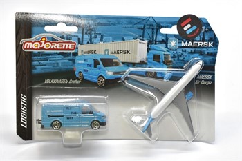 MAJORETTE - LOGISTICS - SET VAN VOLKSWAGEN CRAFTER + AIRBUS A350-900 - MAERSK
