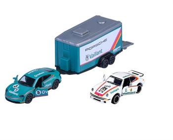 MAJORETTE  - RACING DELUXE TRAILER - PORSCHE TAYCAN TURBO S + PORSCHE 934
