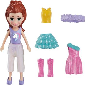 POLLY POCKET - POLLY LOOKS - AMIGA DA POLLY - LILA - ROUPA DE UNICÓRNIO
