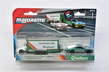 MAJORETTE  - RACING DELUXE TRAILER - PORSCHE TAYCAN TURBO S + PORSCHE 934