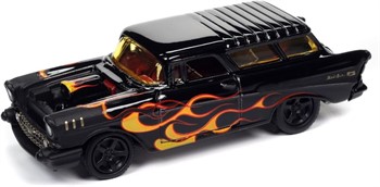 JOHNNY LIGHTNING - STREET FREAKS - 1957 CHEVY NOMAD AMARELO/VERMELHO - CHAMAS - 1/64