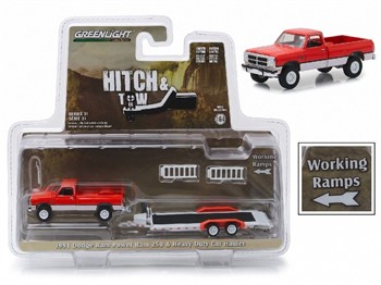 GREENLIGHT - HITCH & TOW - 1991 DODGE RAM POWER RAM 250 & HEAVY DUTY HAULER - 1/64