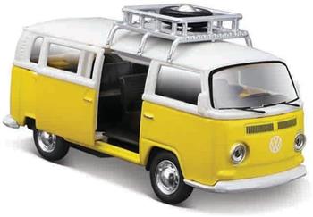 MINIATURA KOMBI AMARELA MAISTO WEEKENDERS VOLKSWAGEN C/ PNEU EXTRA 1/40