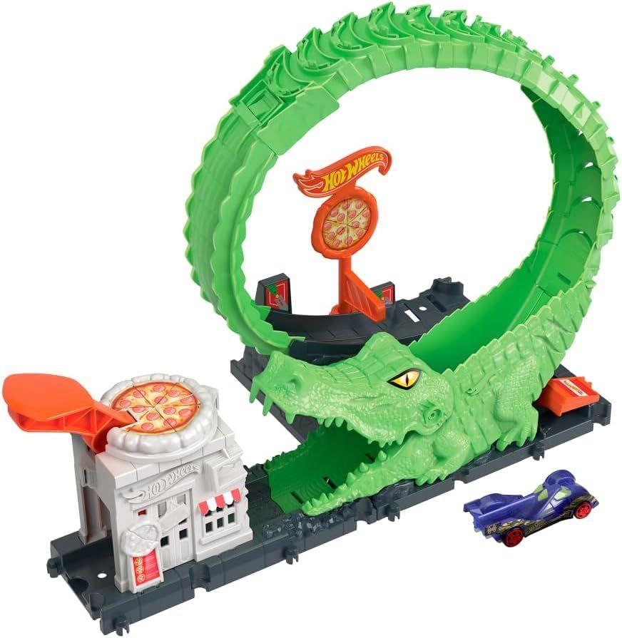 HOT WHEELS NEMESIS CROCODILO ATAQUE PIZZA LOOP - C/ CARRINHO