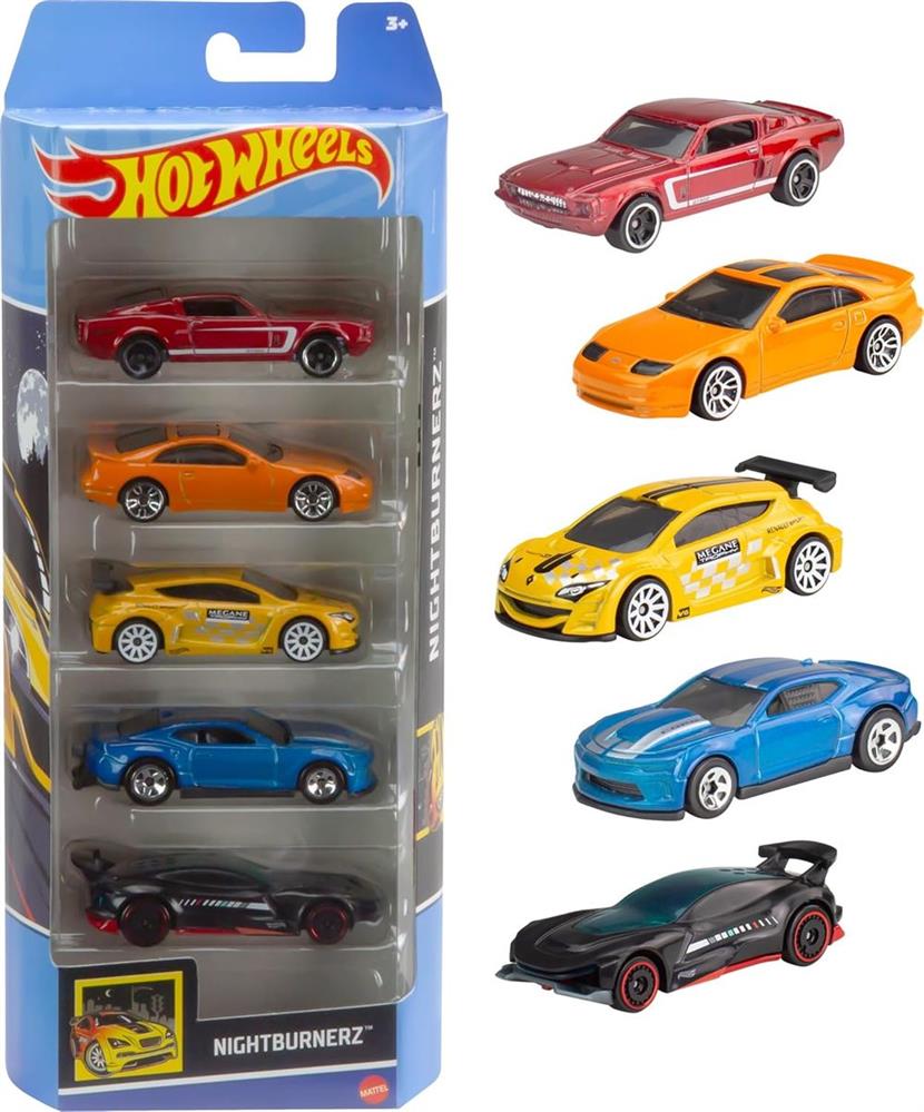 HOT WHEELS PACK 5 CARROS - HW NIGHTBUZZERS - HTV43