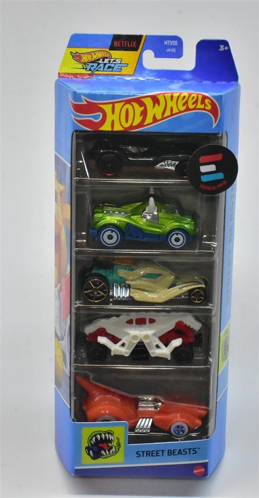 HOT WHEELS 5 PACK STREET BEASTS HTV55 - CARRINHOS FERAS BRINQUEDO