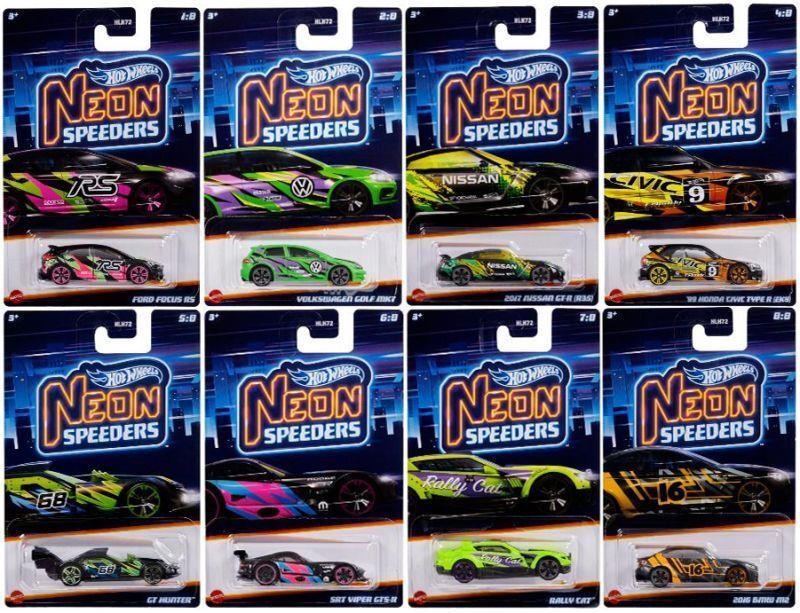 COLEÇÃO COMPLETA HOT WHEELS NEON SPEEDERS (8 CARRINHOS)