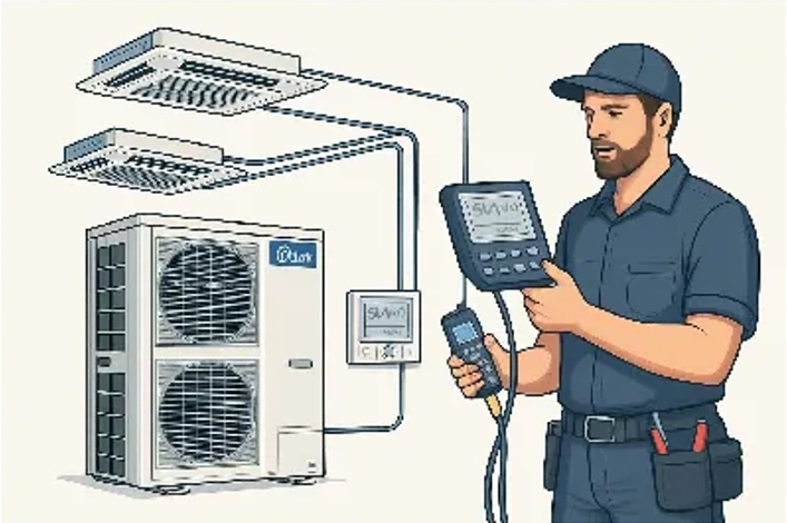 VRF Midea e Toshiba: Diagn&oacute;stico de falhas e pe&ccedil;as chave