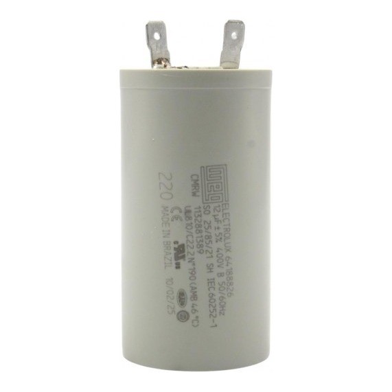 Capacitor 12MF/400VAC para Lavadora Electrolux - LAC09 LAC11 LAC16 LAI17 | 41004643 | 64188826