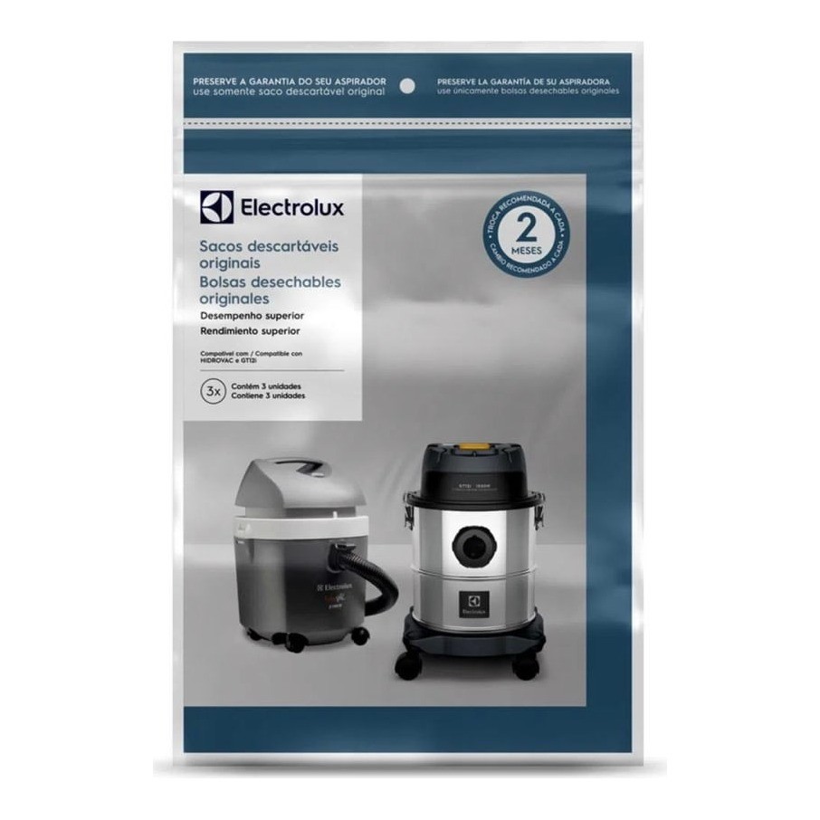 Kit 3 Csehv Saco de Pó para Aspirar Hidrovac Electrolux - HIDRO HIDROVAC GT12I | 41044028 | A20810601