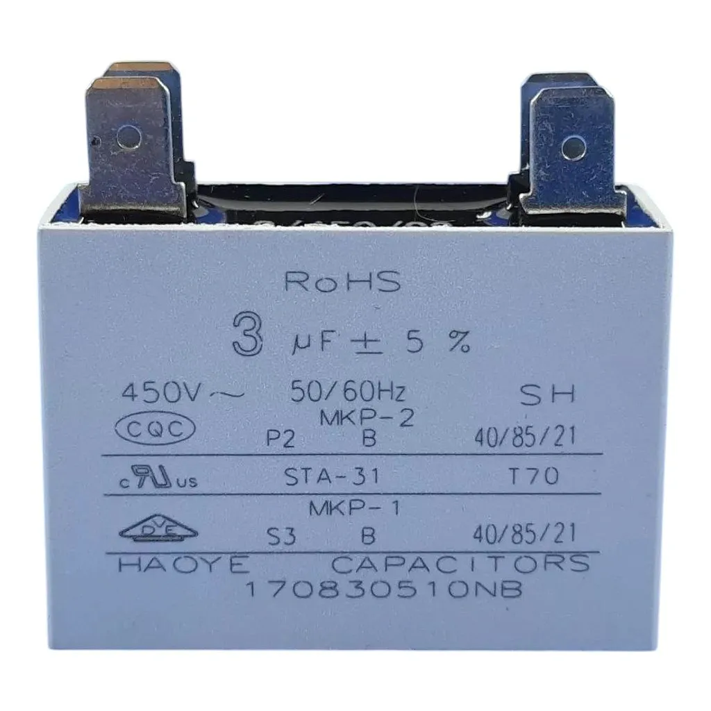 Capacitor 3uF 450VAC P2 17400101000084 Springer Carrier ( VERIFICAR SUBSTITUTA 202401100353)