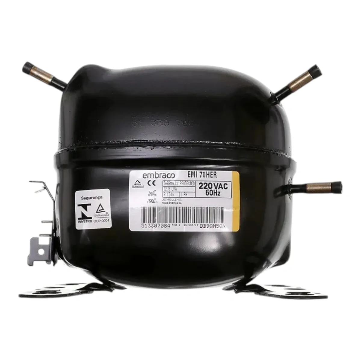 Compressor Embraco EGAS 70HLR 1/5 HP R134A 220V W10393847 326048235 W10172583 W10315222 Brastemp Consul