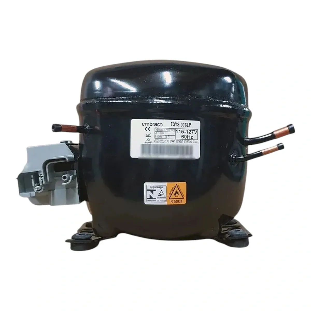 Compressor Embraco EGYS 90CLP 1/4+ HP R600A 127V W10666797 Brastemp Consul