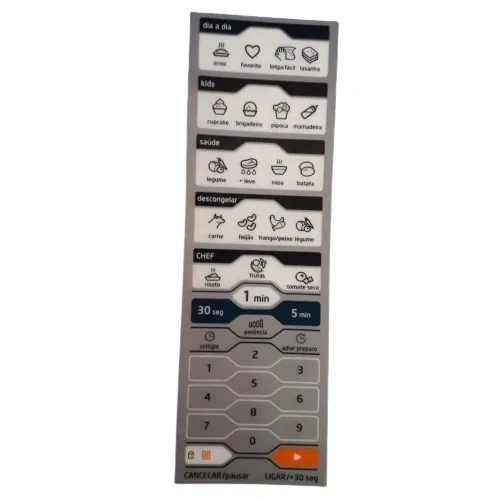 Membrana Teclado Comando 17170000A00038 Micro-ondas Midea ( VERIFICAR SUBSTITUTA 261400211590)