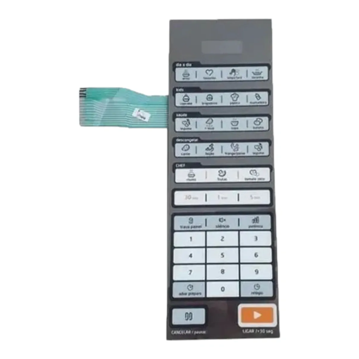 Membrana Teclado Comando 17170000A00124 Micro-ondas Midea ( VERIFICAR SUBSTITUTA 261400211590)