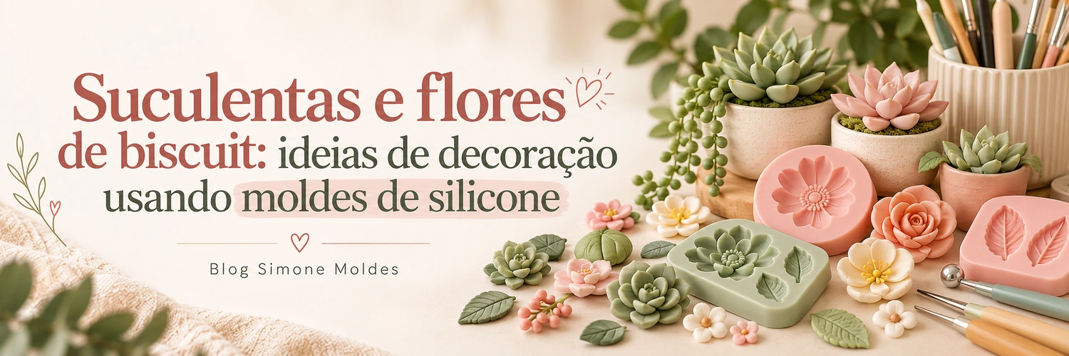 Suculentas e flores de biscuit: ideias criativas com moldes de silicone