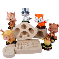 Molde de Silicone Animais do Bosque  G