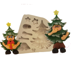 Molde de Silicone Árvore de Natal Boneco - Cód 1123