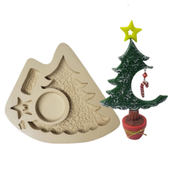 Molde de Silicone Árvore de Natal Pingente - Cód 1125