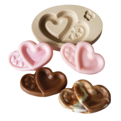 Molde de Silicone para Biscuit Barra Coração Duplo - Cód 1008