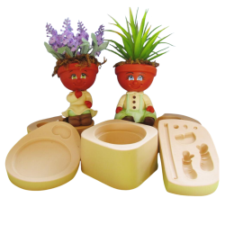 Molde de silicone Bonecos floreiras Combo - cód 237