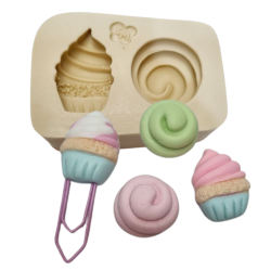 Molde de Silicone Clips doçuras paixão - cupcake e merengue - Cód 1221
