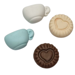 Molde de Silicone Clips doçuras paixão - xicara e biscoito - Cód 1219
