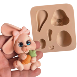Molde de Silicone Coelho fofurinha - cod 1420