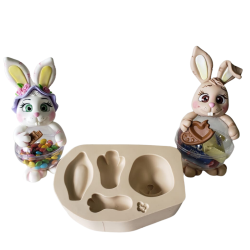Molde de Silicone para Biscuit Coelho na Bola - Cód 1009