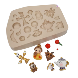 Molde de Silicone Conto de Fadas Mini - Princesa e o Monstro - Cód 737