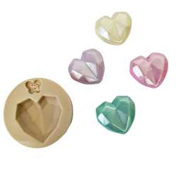 Molde de Silicone Coração Diamante Lapidado