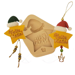 Molde de Silicone Estrela com Gorro Feliz Natal - Cód 1116