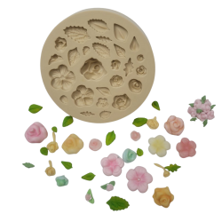 Molde de Silicone Flores e Folhas - Cód 1079