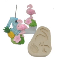 Molde de Silicone Kit Tropical Flamingo - cód 388
