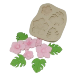 Molde de Silicone Kit Tropical Flores e Folhas - cód 392