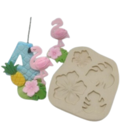 Molde de Silicone Kit Tropical Flores e Folhas - cód 392