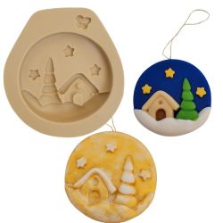 Molde de Silicone Mini Cenário Natalino - Cód 1368