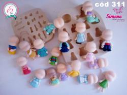 Molde de silicone Mini Princesas Paixão - cód 311