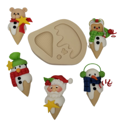 Molde de Silicone Pingentes/ PG Natalinos Sorvete - Cód 1097
