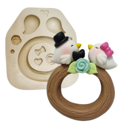 Molde de Silicone Pombinhos no Ninho Paixão - Cód 1227