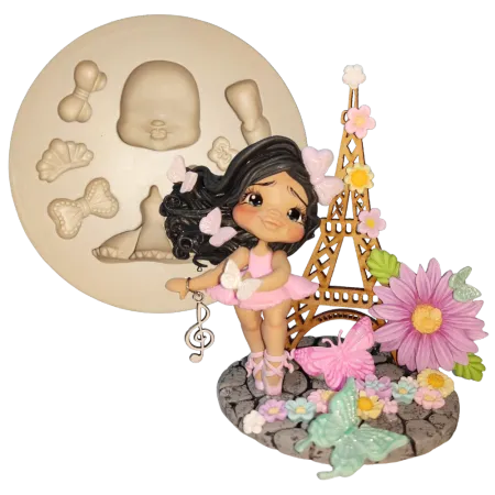 Molde de Silicone Bonequinha Glamour - Cód 2395