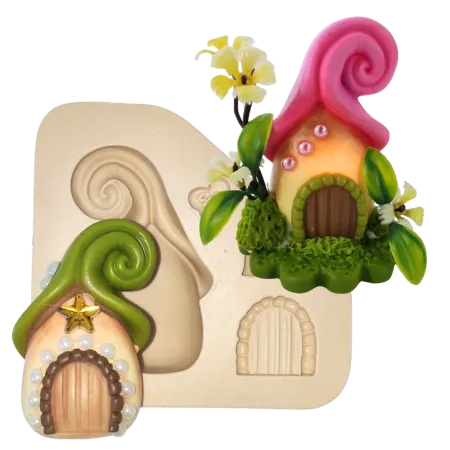 Molde de Silicone Casinha Cogumelo Caracol - Cód 2383