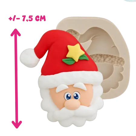 Molde de Silicone Rosto de Papai Noel Estilizado - Cód 500