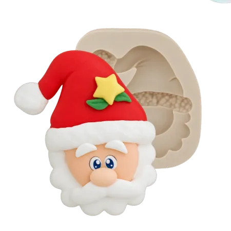 Molde de Silicone Rosto de Papai Noel Estilizado - Cód 500