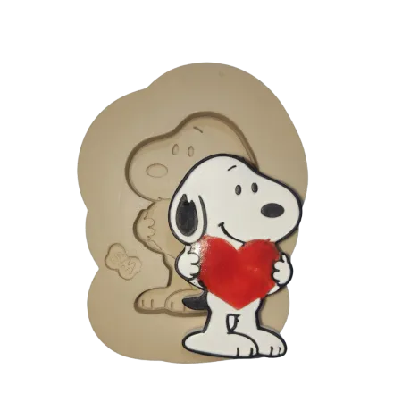 Molde de Silicone Snopdog Coração Estilo Cartoon - Cód 2419